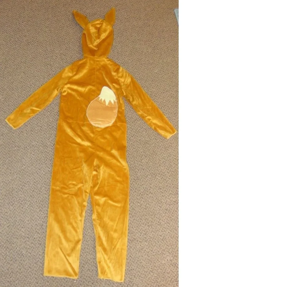 Pokemon EEVEE Halloween Costume 4/6 Brown 2 Pc Hooded Jumpsuit & Collar Unisex - Picture 7 of 10